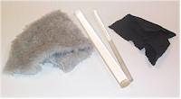 PVC, glass and acrylic rods with fur, silk and cellophane.