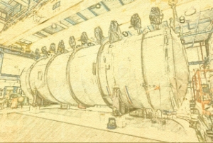 Illustration of MicroBooNE liquid-argon time projection chamber