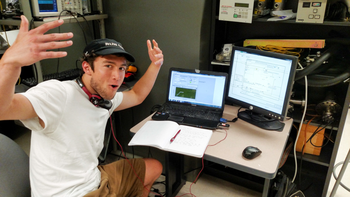 Student in the research lab