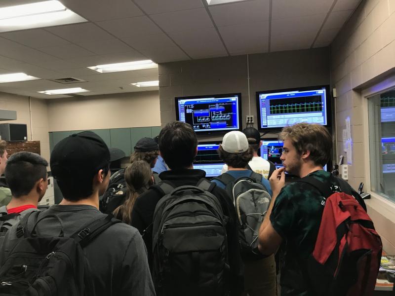 Pre-engineering students getting a tour of the physical plant