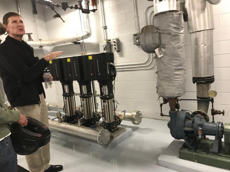 Pre-engineering students getting a tour of the physical plant