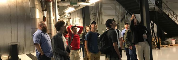 Pre-engineering students getting a tour of the physical plant